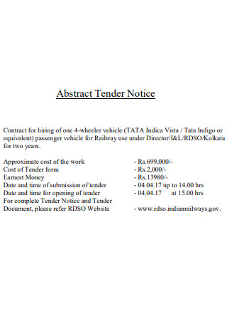Abstract Tender Notice Contracts