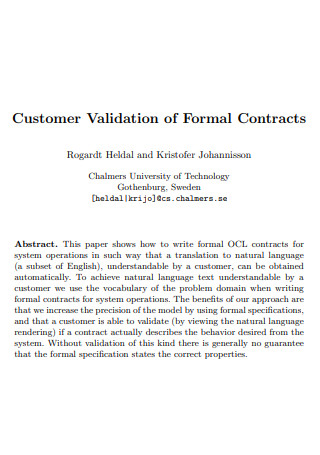 Abstract Validation of Formal Contracts