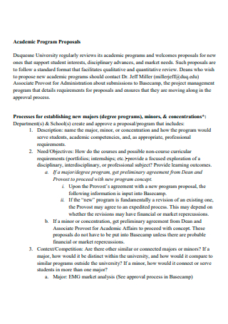 Academic Program Proposal Example