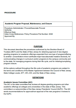 Academic Program Proposal Procedure