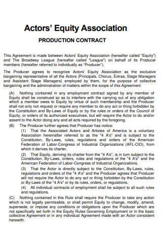 Actor Equity Association Contract