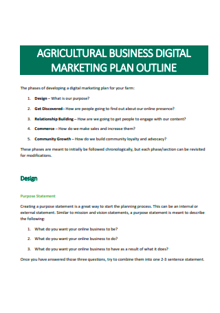 Agricultural Business Digital Marketing Plan Outline