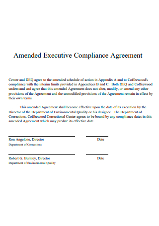 Amended Executive Compliance Agreement