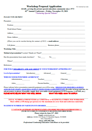 Annual Conference Workshop Proposal Application