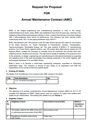 Annual Maintenance Contract Proposal Example