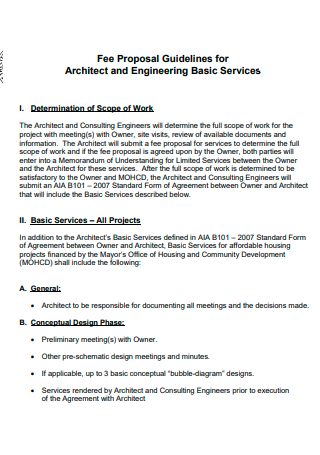 Architect and Engineering Services Fee Proposal