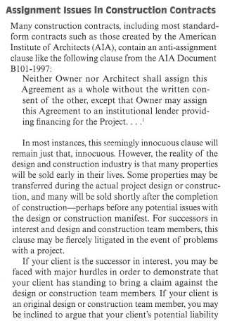 Assignment Issues in Construction Contract
