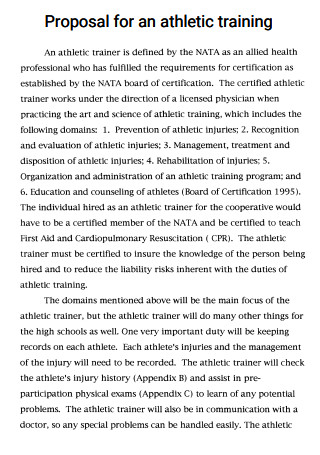 Athletic Training Proposal Format