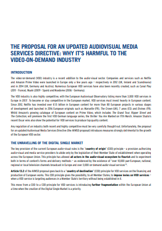 Audio Visual Media Services Proposal