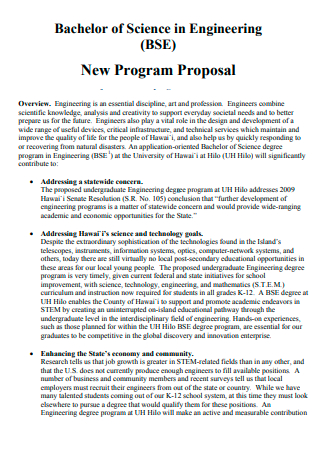 Bachelor of Science in Engineering New Program Proposal