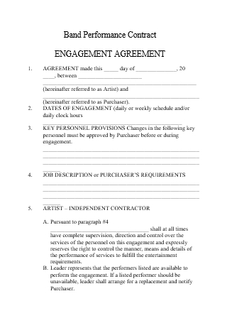 Band Performance Contract Format