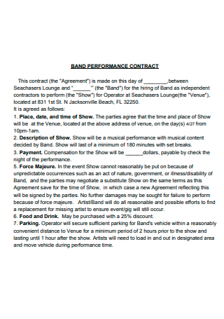 Band Performance Contract Template