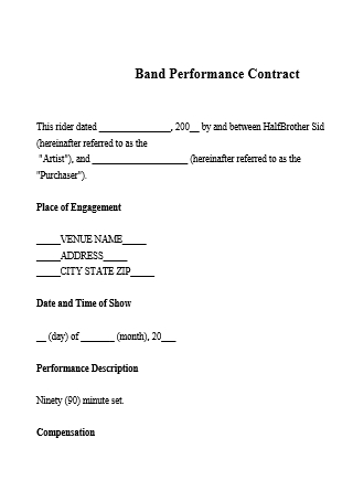 Band Performance Contract in DOC