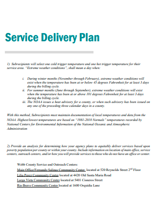 Basic Delivery Service Plan