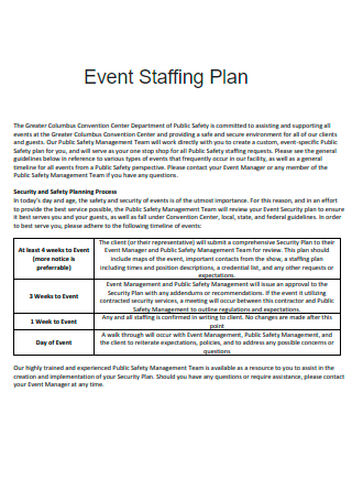 Basic Event Staffing Plan