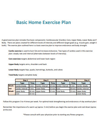 Basic Home Exercise Plan