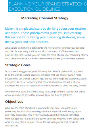 Brand Marketing Channel Strategies Plan