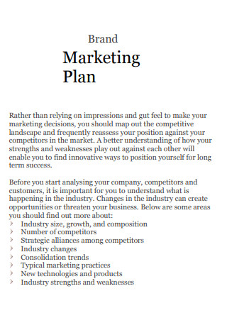 Brand Marketing Plan Example