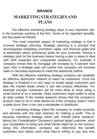 Brand Marketing Strategies Plan