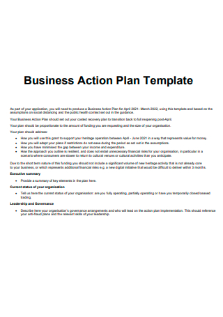 Business Action Plan Template