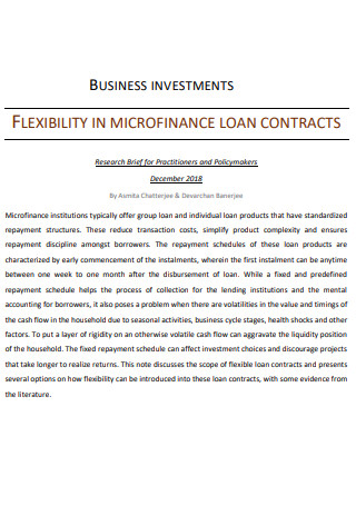 Business Investment Loan Contract