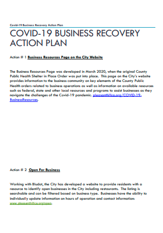 Business Recovery Action Plan