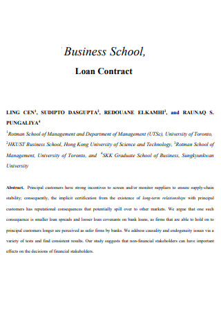 Business School Loan Contract