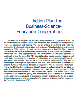 Business Science Education Cooperation Action Plan