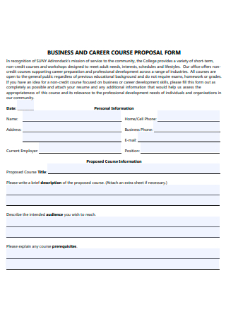 Business and Career Course Proposal Form
