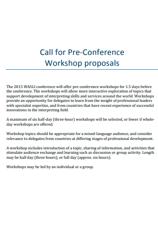 Call For Pre Conference Workshop Proposal