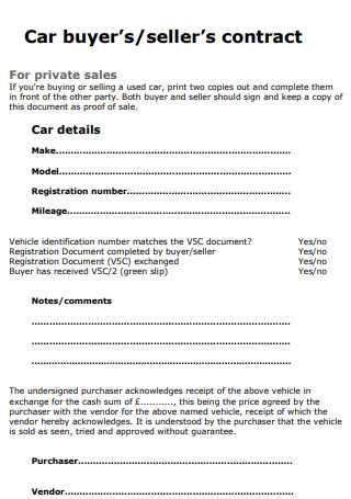 Car Dealer Sales Contract Form