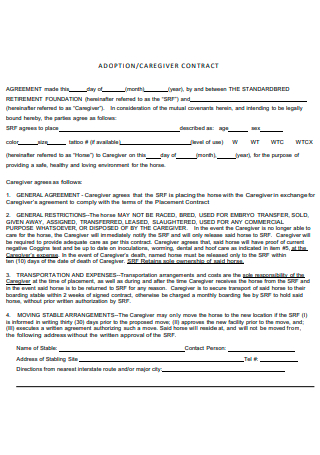 Caregiver Contract Example