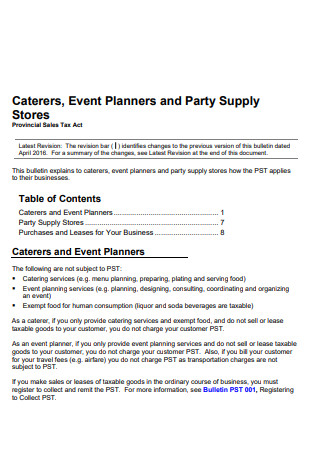Catering Event Sales Plan