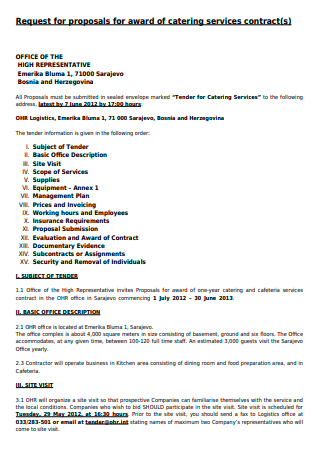 Catering Service Contract Proposal
