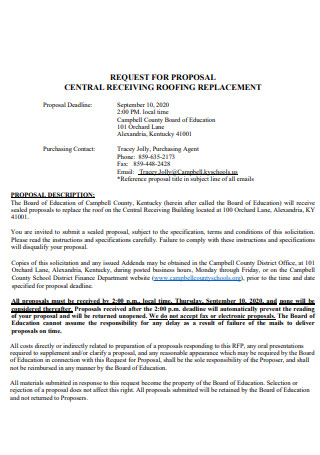 Central Roofing Contract Proposal