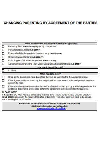Changing Parenting by Agreement of parties