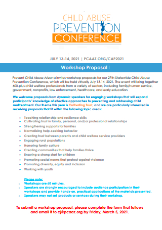 Child Prevention Conference Workshop Proposal