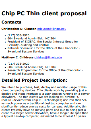 Chip PC Thin Client Proposal