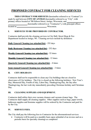 Cleaning Service Proposed Contract
