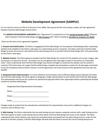 Client and Web Developer Agreement