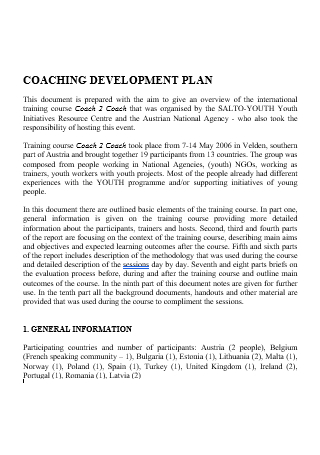 Coaching Development Plan in DOC