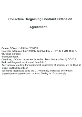 Collective Bargaining Contract Extension Agreement