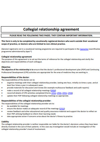 Collegial Relationship Agreement