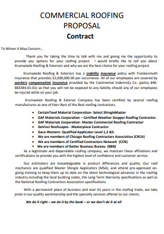 Commercial Roofing Contract Proposal
