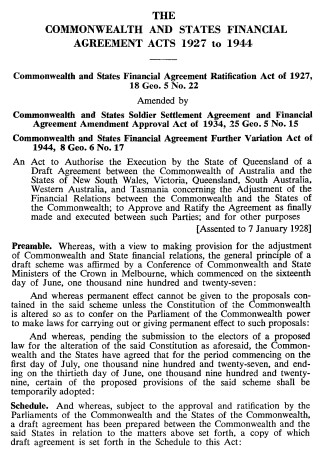 Commonwealth And States Financial Agreement