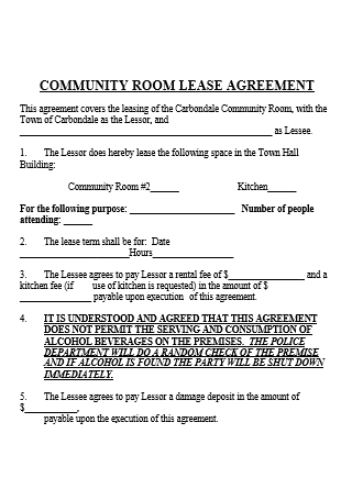 Community Room Lease Agreement