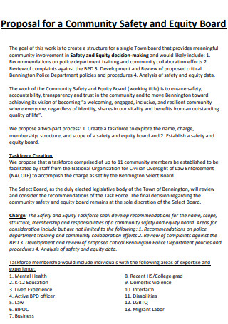 Community Safety and Equity Board Proposal