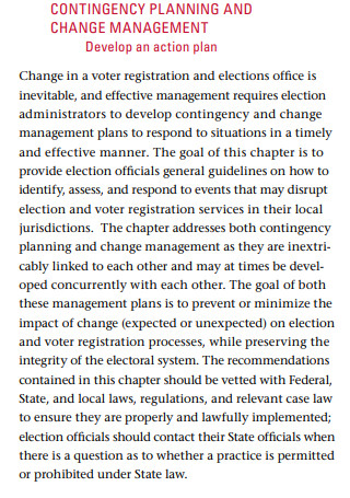 Contingency Change Management Action Plan