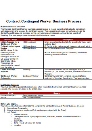 Contract Contingent Worker Business Process