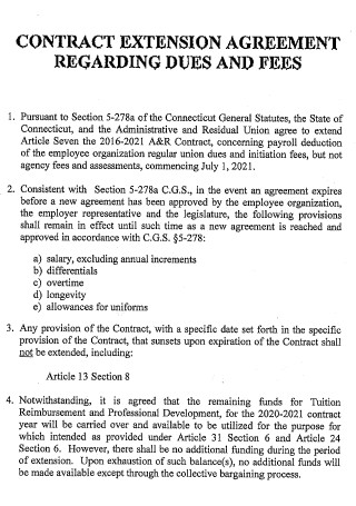 Contract Extension Agreement of Dues And Fees